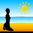beauty girl on the beach vector illustration