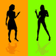 girl on orange and green background vector illustration