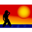 girl on the sea vector illustration