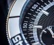 Close up of a steel chronograph, selective focus