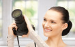 teenage girl with digital camera