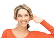 happy woman listening gossip