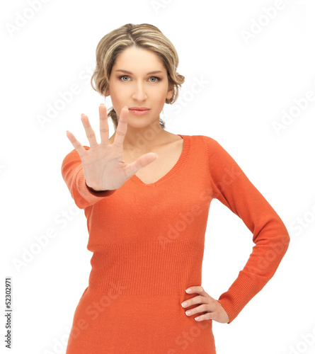 Photo: woman making stop gesture woman making stop gesture