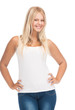 teenager girl in blank white t-shirt