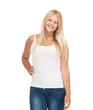 teenager girl in blank white t-shirt