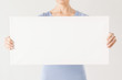 woman with blank white board
