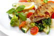 A Tasty food .Grilled fish and vegetables. High quality image