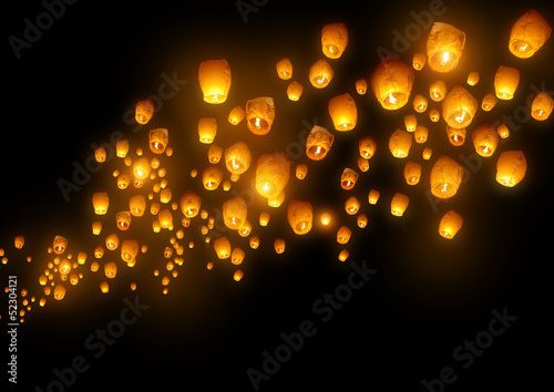 Photo: Flying Chinese Lanterns Flying Chinese Lanterns