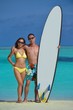 happy young  couple enjoying summer on beach