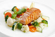 A Tasty food .Grilled salmon and vegetables. High quality image
