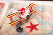 compass on vintage map