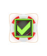 Green tick mark on lifebuoy.