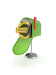 Symbol of euro in postbox.