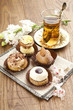Foto: Different sort of beautiful pastry, small colorful sweet cakes w Different sort of beautiful pastry, small colorful sweet cakes w
