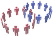 Illustration: People join merge social two circles People join merge social two circles