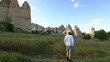 Tourist watching cave house Famous city  Cappadocia