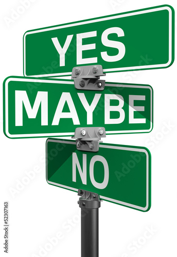 Illustration: No Maybe Yes street sign decision No Maybe Yes street sign decision