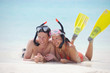 Photo: happy young couple have fun on beach happy young couple have fun on beach