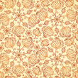 Beige abstract doodle flowers seamless pattern