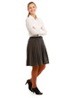 Full-body portrait business woman isolated on white background.