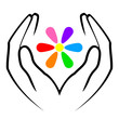 Vector illustration of hands and flower