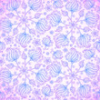 Violet abstract doodle flowers seamless pattern