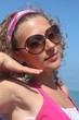 Curly woman having fun, outside 