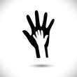 Parent & child's hand together- concept vector graphic