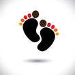 Child or toddler's colorful pair of footprint- vector graphic