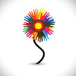Colorful hand & palm imprints of people as flower- vector graphi