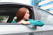 Driving a car in the city streets
