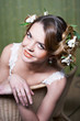 Portrait beautiful bride in armchair