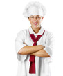 Photo: Young woman chef isolated on white Young woman chef isolated on white