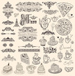 Vector set of floral ornaments and elements for design menu