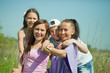 Two happy  women with teens