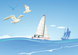 Vector: Segelboot und Segelschiff Segelboot und Segelschiff