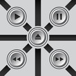 Gray 3D media buttons.