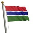 Die Flagge von Gambia flattert am Fahnenmast