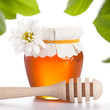 Glass jar with honey