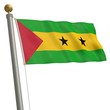 Die Flagge von Sao Tome und Principe flattert am Fahnenmast