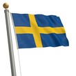 Die Flagge von Schweden flattert am Fahnenmast