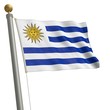 Die Flagge von Uruguay flattert am Fahnenmast