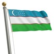 Die Flagge von Usbekistan flattert am Fahnenmast
