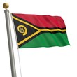 Die Flagge von Vanuatu flattert am Fahnenmast