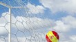 Spanish Ball Scores in Slow Motion with Sky Background