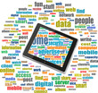 tablet pc in social media words, global computer networks