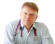 Photo: Doctor man with stethoscope , isolated on white background Doctor man with stethoscope , isolated on white background