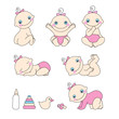 Set of baby girls. Vector illustration