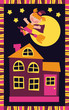 little witch flying on a broomstick