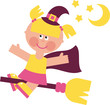 little witch flying on a broomstick